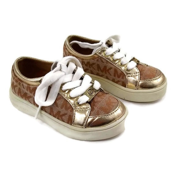 Michael Kors Other - Michael Kors Baby White and Gold Lace Up Sneakers